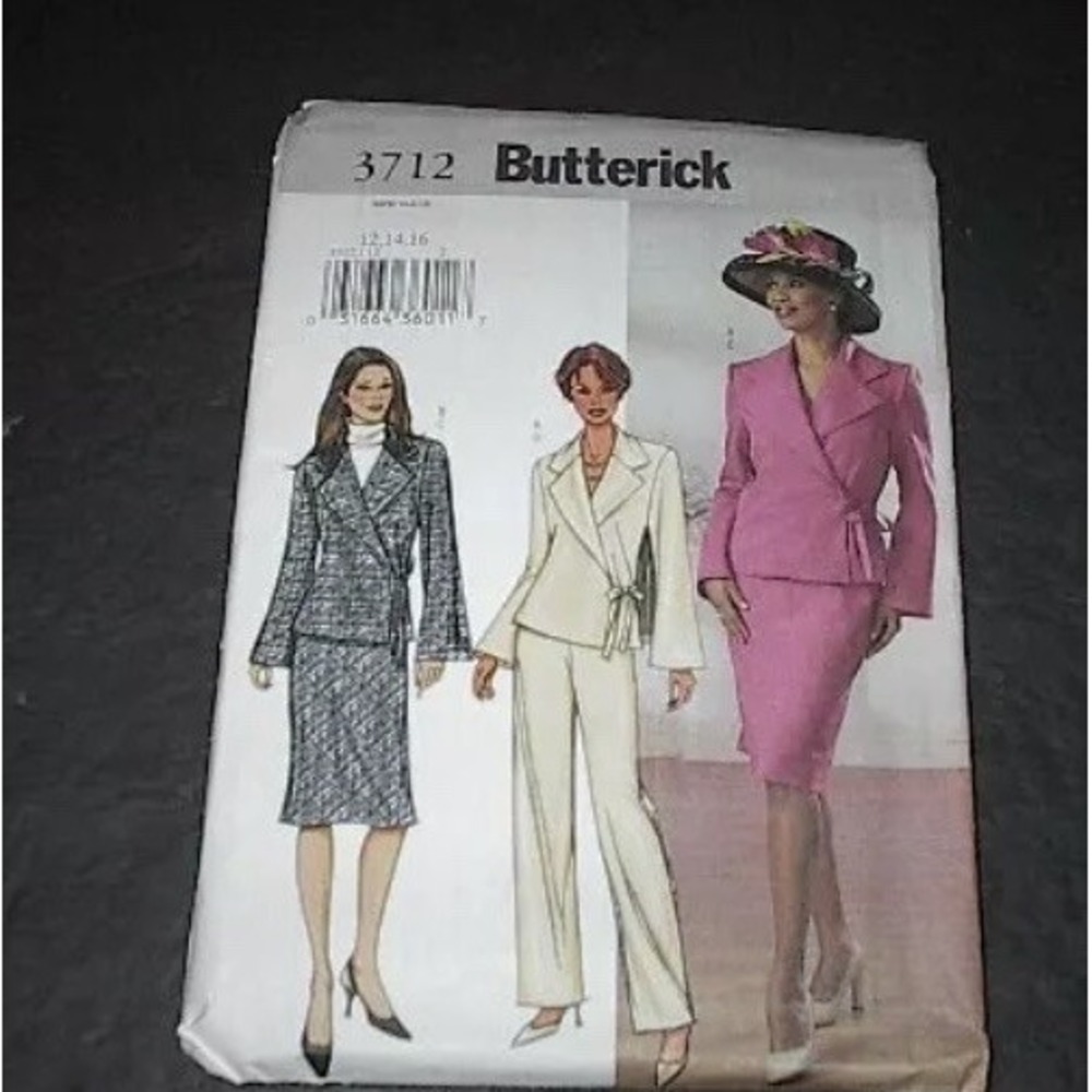 Butterick 3712 Sewing Pattern Misses Jacket Shirt Pants Size 12-16 Uncut